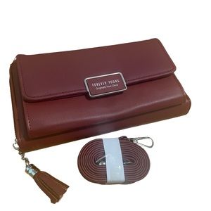 Forever young Maroon Solid Zip Around Wallet For Women